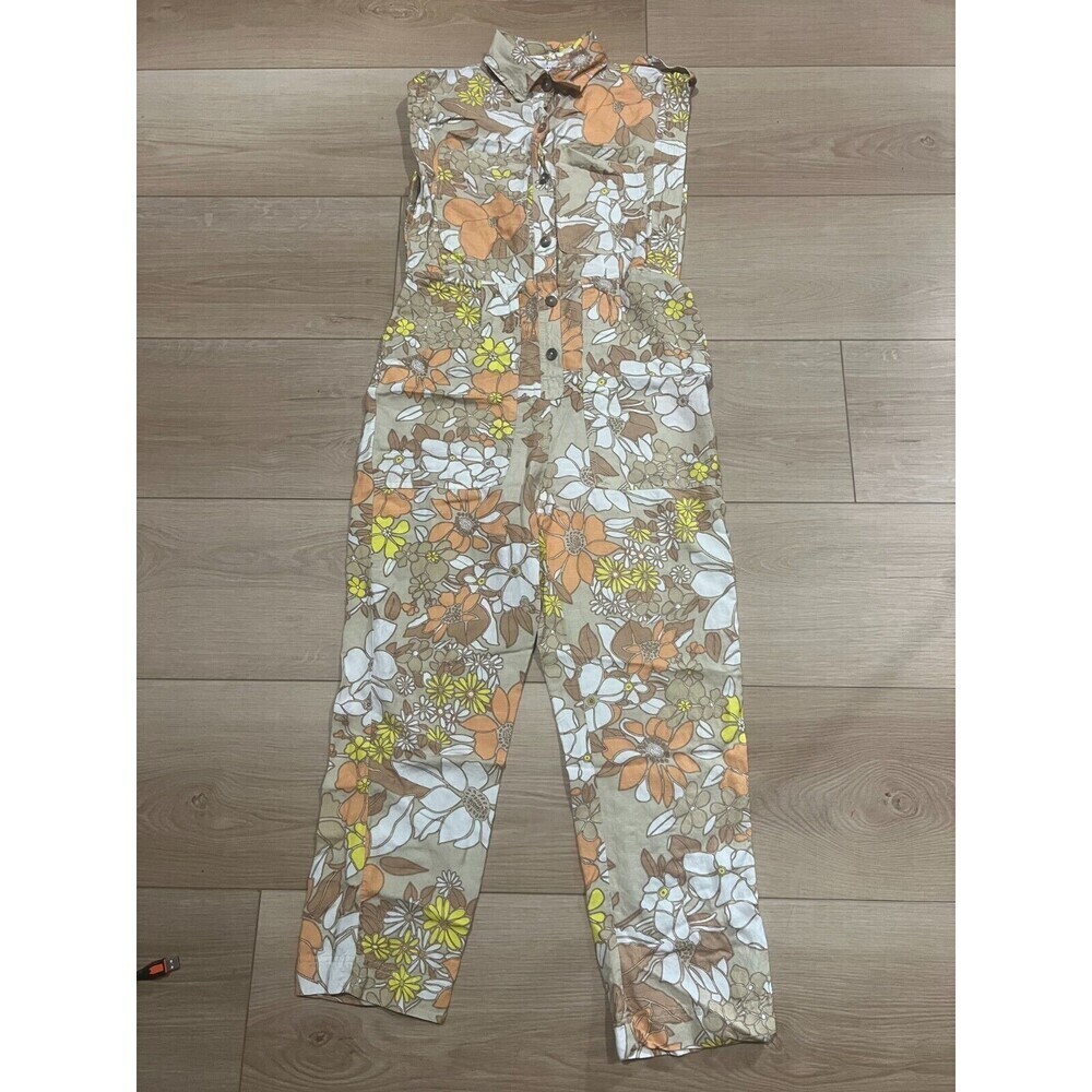 Current Air Sleeveless Utility Button Down Jumpsuit Womens Size XS Multi Boho - Picture 2 of 10